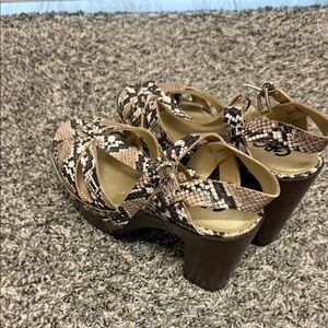 GBG Los Angeles Tan and Black Snake Print Platforms